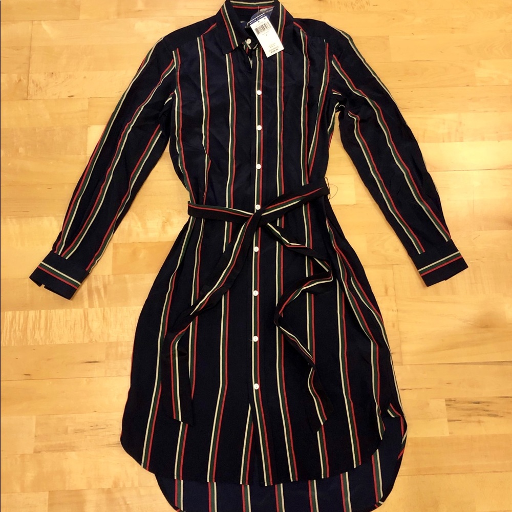 Ralph Lauren polo blue red green silk sm 0 dress